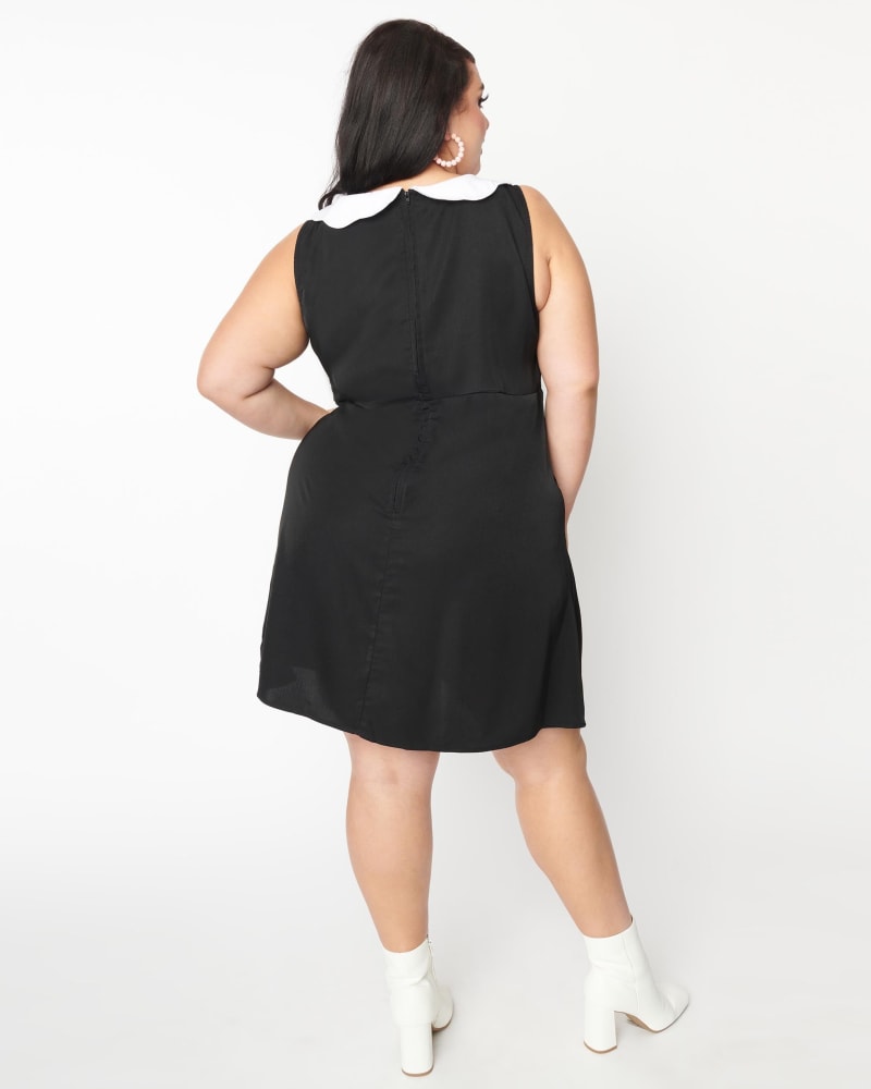 Plus size black store dress with white collar